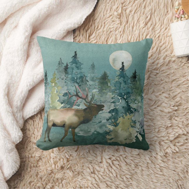 Coussin Élan majestueux dans une forêt au clair de lune (Couverture)
