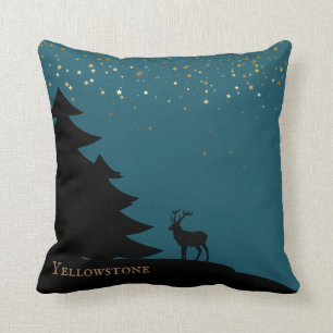 Coussin Élans et étoiles de carreau de Yellowstone