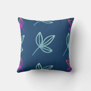 Coussin Elegan bleu vert&rose Feuilles