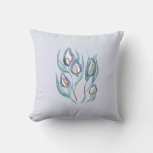 Coussin Élégance Abstraite : Aquarelle Violet Lys Calla