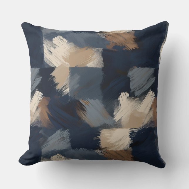 Coussin Élégance Abstraite : Crème, Rouille, Noir & Gris  (Recto)