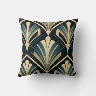 Coussin Élégance Art Déco - Bleu Nuit et Ivoire