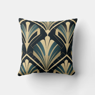 Coussin Élégance Art Déco - Bleu Nuit et Ivoire