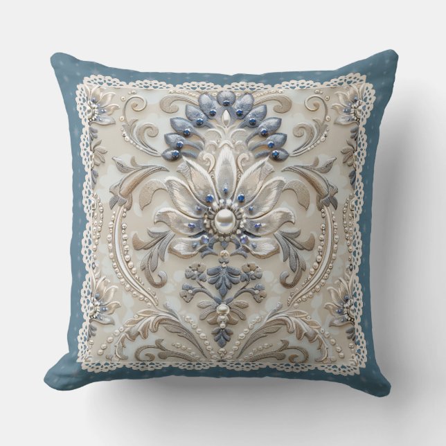 Coussin Elégance de perle : Jeu de Motif brodé en cristal (Recto)