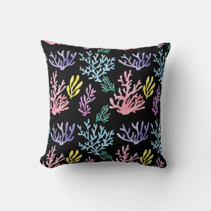 Coussin Élégance des récifs de corail : Motif d'aquarelle