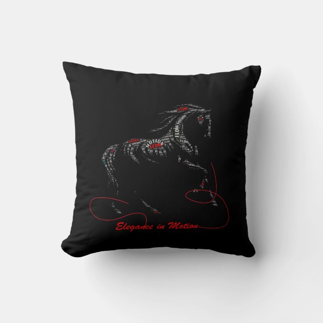 Coussin Élégance en Mouvement Typographie de Cheval (Recto)