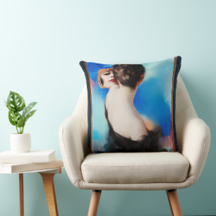 Coussin Elégance en noir par Rolf Armstrong