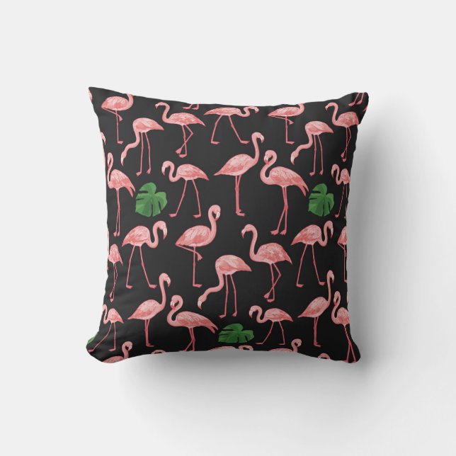 Coussin Élégance Flamant rose : Fusion Monstera Vintage. (Recto)