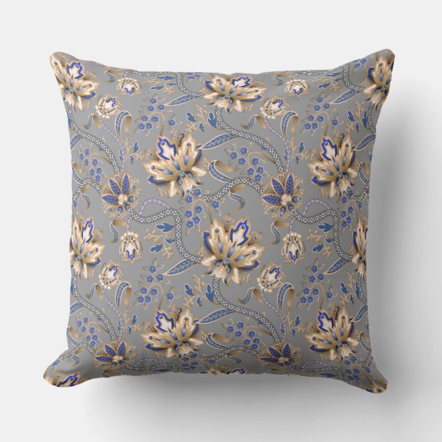 Coussin Élégance Moderne Grise Et Bleue  (Recto)
