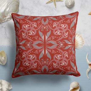 Coussin Élégance ornée en rouge écarlate