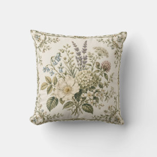 Coussin Élégance Porcelaine Ancienne Patrimoine Botanique