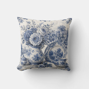 Coussin Élégance Porcelaine Vintage Bleu Et Blanc