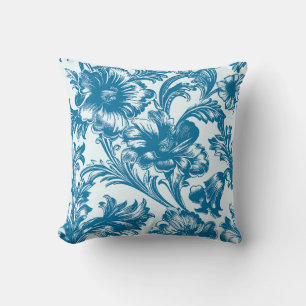 Coussin Élégance romantique Bleu Floral
