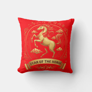Coussin Élégant 2026 Année du Cheval Nouvel An Chinois