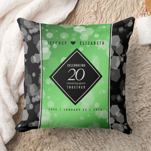 Coussin Élégant 20e anniversaire de Mariage d'émeraude (Couverture)