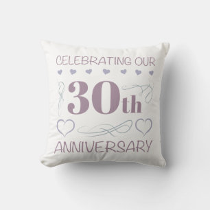 Coussin Élégant 30e Anniversaire de Mariage Violet