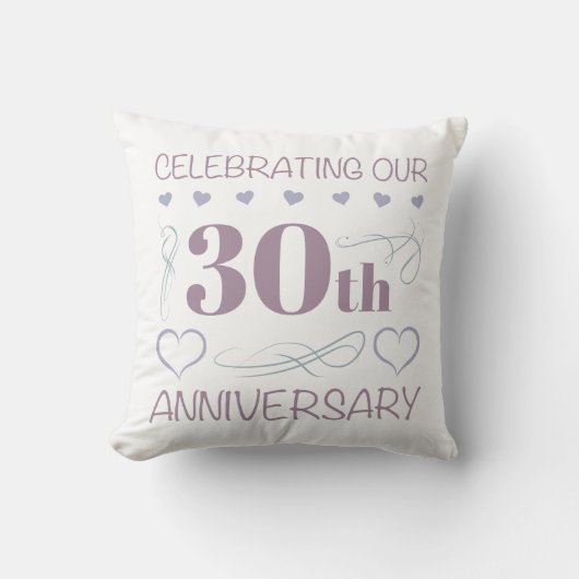 Coussin Élégant 30e Anniversaire de Mariage Violet (Recto)