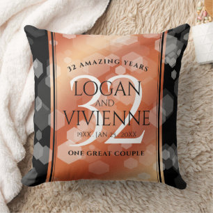 Coussin Élégant 32ème anniversaire de Mariage de bronze