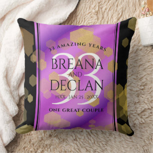 Coussin Élégant 33e anniversaire du Mariage Améthyste