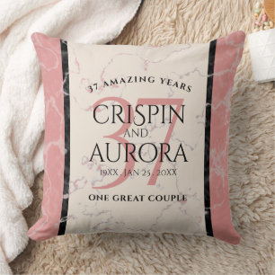 Coussin Élégant 37e anniversaire du Mariage Alabaster