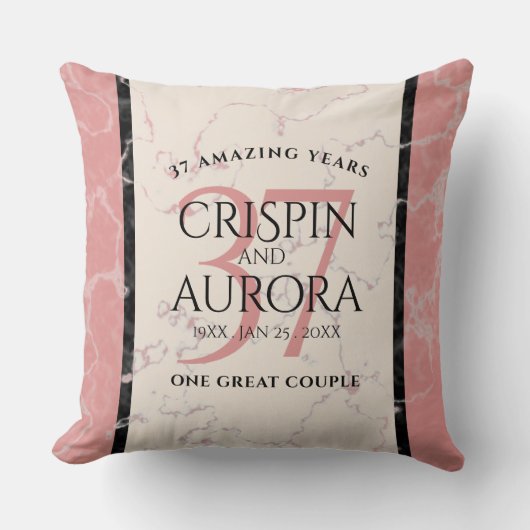 Coussin Élégant 37e anniversaire du Mariage Alabaster (Recto)