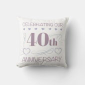 Coussin Élégant 40e Anniversaire de Mariage Violet (Recto)
