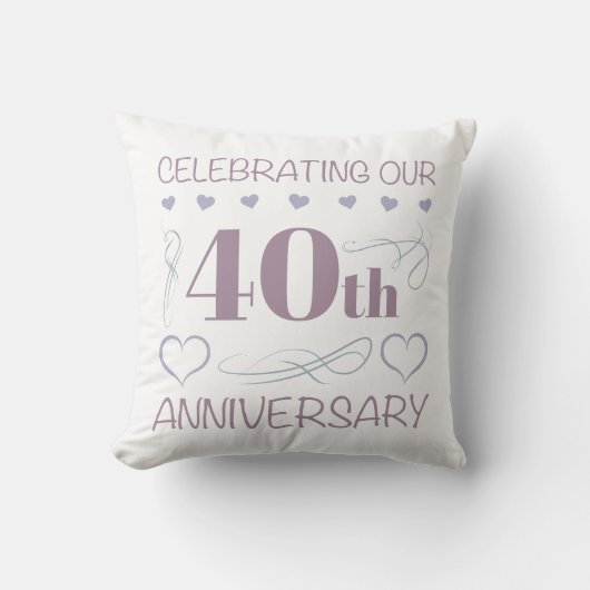 Coussin Élégant 40e Anniversaire de Mariage Violet (Recto)