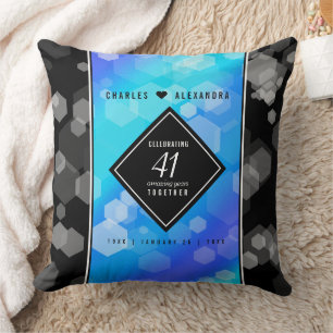 Coussin Élégant 41ème anniversaire Mariage de Topaz Bleu
