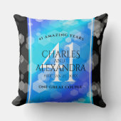 Coussin Élégant 41ème anniversaire Mariage de Topaz Bleu (Recto)