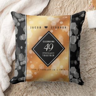 Coussin Élégant 49ème anniversaire de Mariage de cuivre