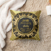 Coussin Élégant 50e anniversaire de Mariage Black & Gold (Couverture)