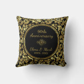 Coussin Élégant 50e anniversaire de Mariage Black & Gold (Verso)