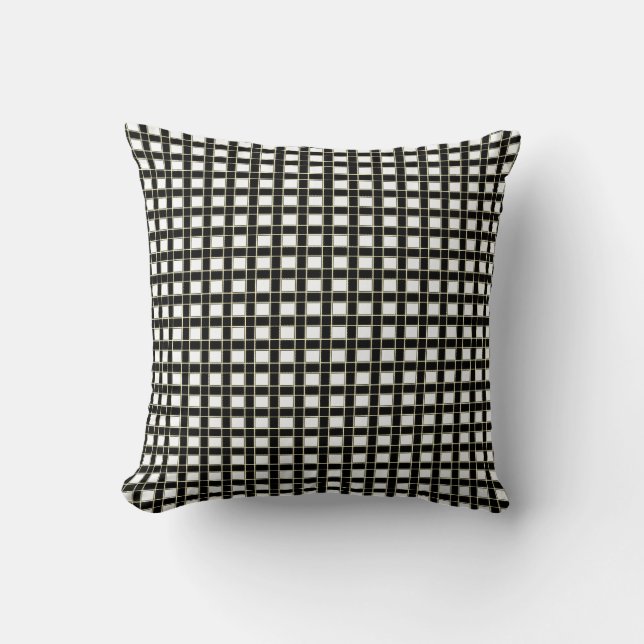 Coussin Élégant À damiers noir et blanc (Recto)