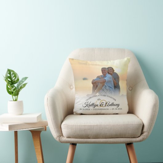 Coussin Élégant Anniversaire Photo Script de calligraphie (Chaise)