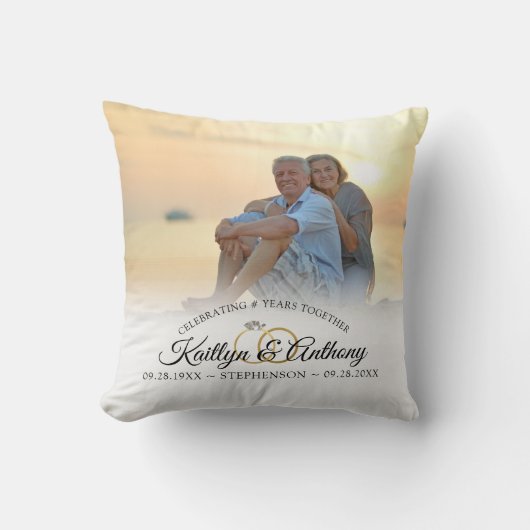 Coussin Élégant Anniversaire Photo Script de calligraphie (Recto)