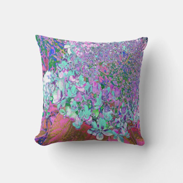 Coussin Elegant Aqua et Purple Limelight Hydrangea Détail (Recto)