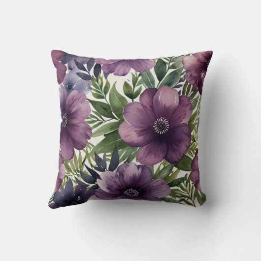 Coussin Elégant Aquarelle Floral Cushion (Verso)