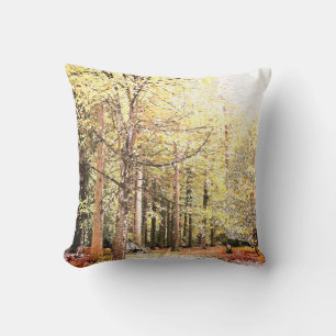 Coussin Élégant aquarelle forêt arbres en automne