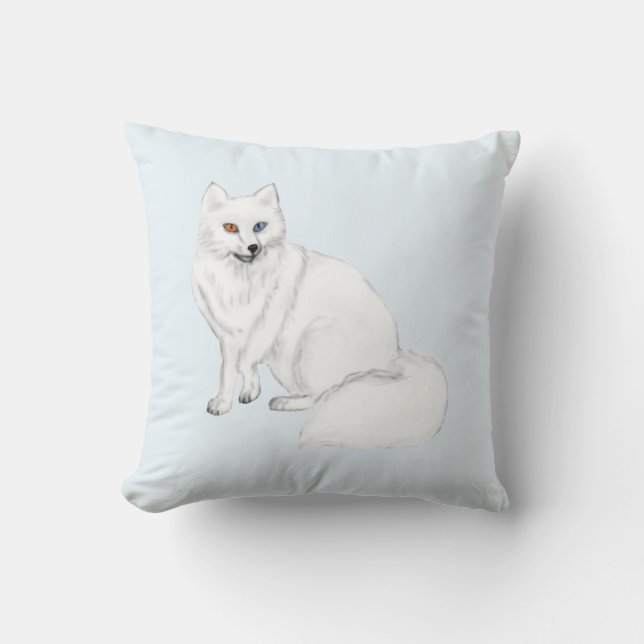 Coussin Elegant Arctic Fox Pillow with Snowflake Pattern  (Recto)