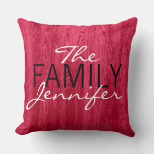 Coussin Élégant Arrière - plan de grain de bois rouge