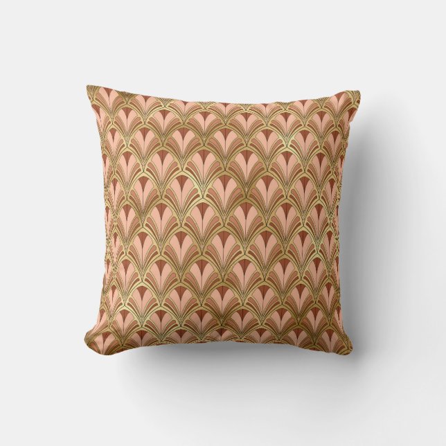 Coussin Elégant Art Déco Saumon Gold Luxury Vintage (Recto)