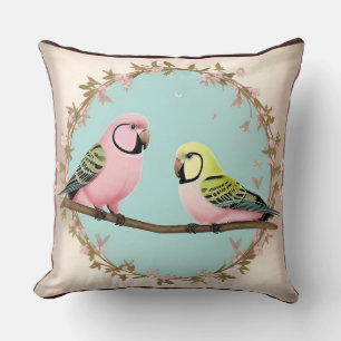 Coussin Élégant Art Tropical de Perroquet Fleur Luxueuse