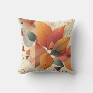 Coussin élégant avec feuille et Motif géométrique
