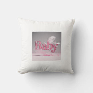 Coussin Elegant Baby Girl Pink Typography | Floral & Butte