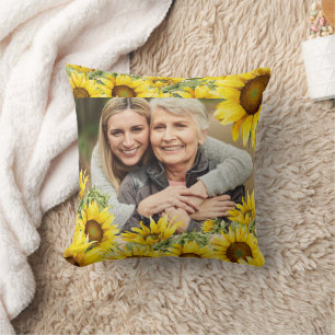 Coussin Elégant Beau Tournesol Rustique Photo personnalisé