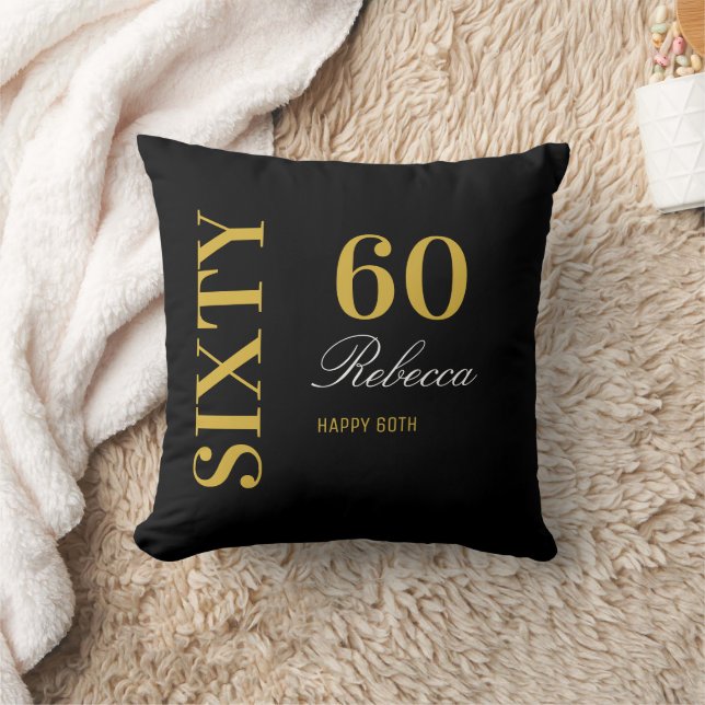 Coussin Elégant Black & Gold Soixante-dixième anniversaire (Couverture)