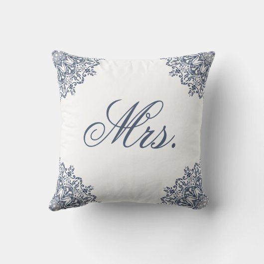 Coussin Élégant Blanc Bleu M. et Mme Matching His & Hers (Verso)