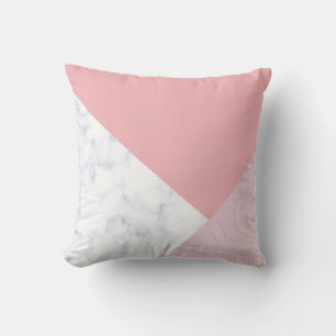 Coussin Elégant blanc rose pastel marbre rose