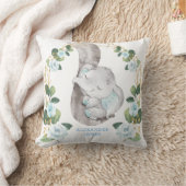 Coussin Élégant bleu doux Roses bébé éléphant garçon infir (Couverture)