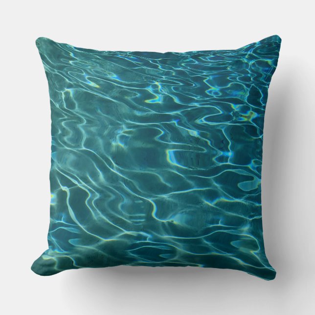 Coussin Elégant bleu eau turquoise motif vagues de lac océ (Recto)
